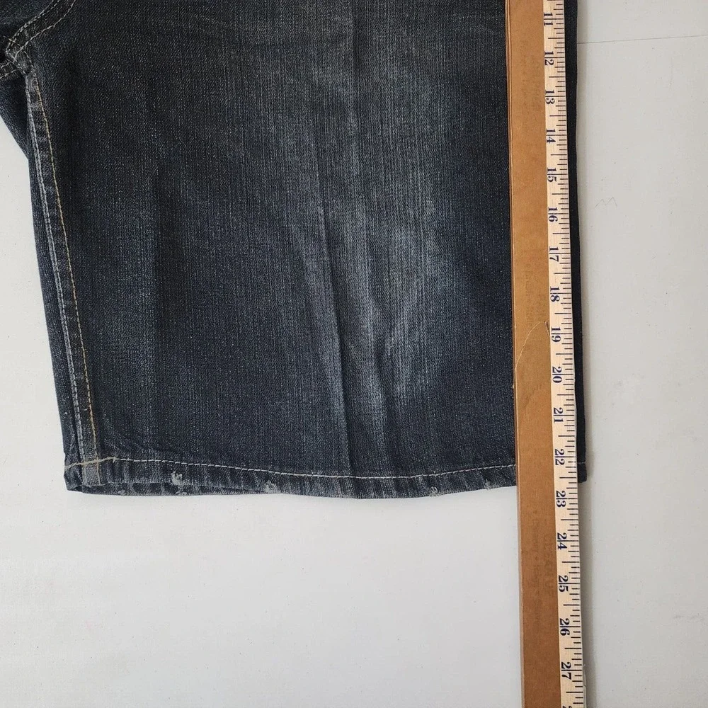 Phat Farm Shorts Mens 38X11 Blue Denim Jorts Y2K Urban Skate Loose Baggy Hip Hop